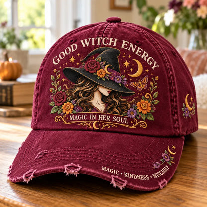 🔥Last Day 50% OFF 🌙 Good Witch Energy Floral Witch Baseball Cap