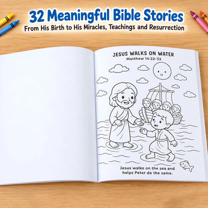 Love in Faith | Life of Jesus Toddler Coloring Book, Preschool Illustrated Activity Book for Kids