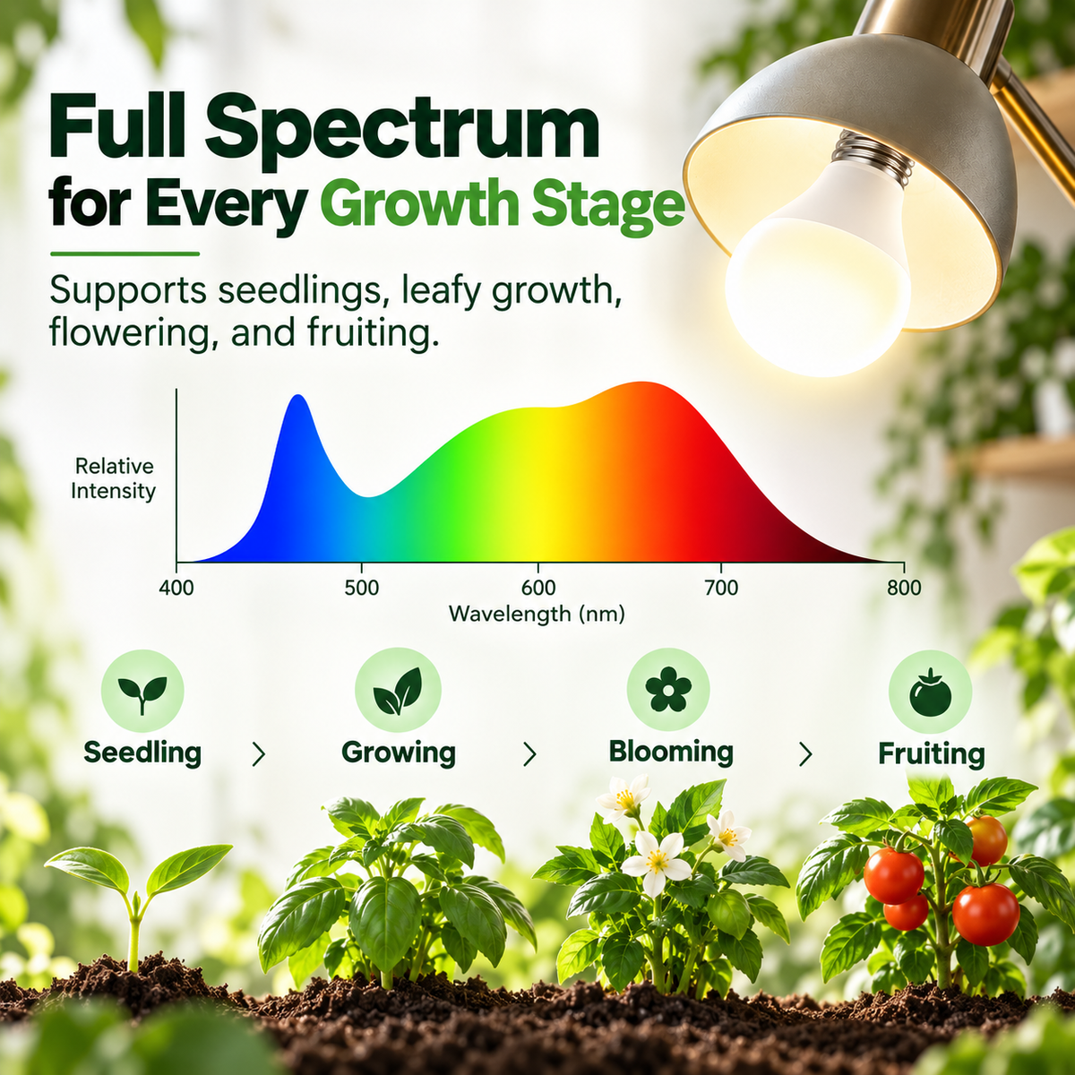 Indoor grow light bulb daily use