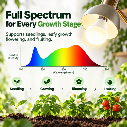 Natural White Full-Spectrum Grow Light Bulbs – E26 Indoor Plant Light, 2-Pack