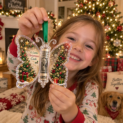 🦋💵 Embossed Butterfly Christmas Cash Gift Ornament – Holiday Money Holder Keepsake 🎄✨