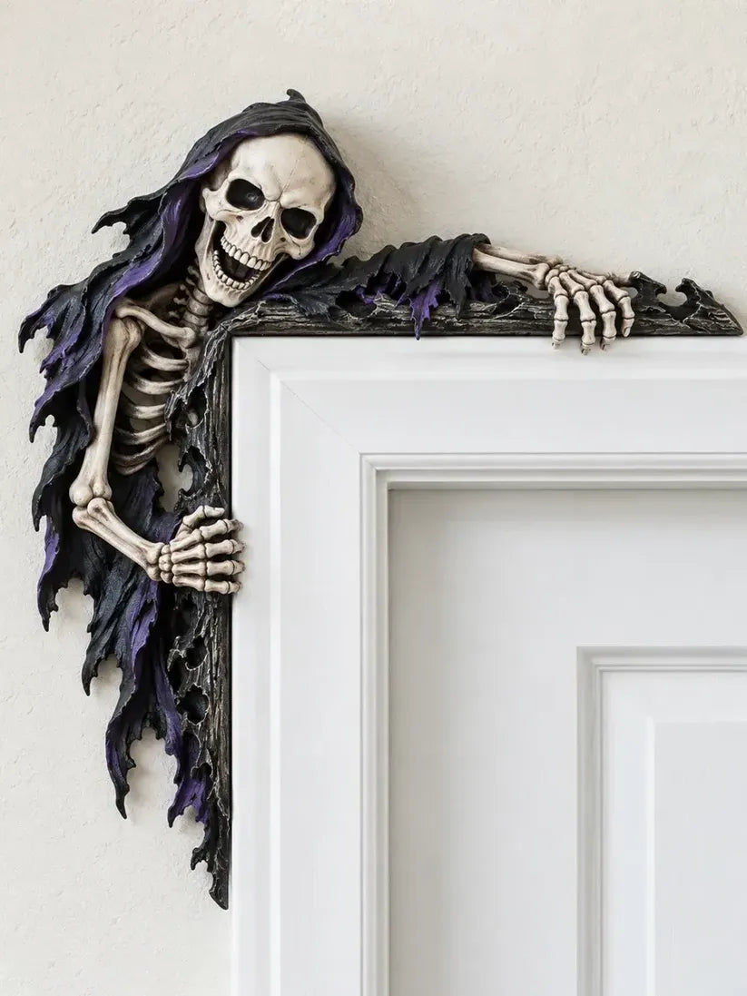 💀🚪 Creeping Reaper Corner Accent – Gothic Doorway Peeker for Halloween & Horror Décor