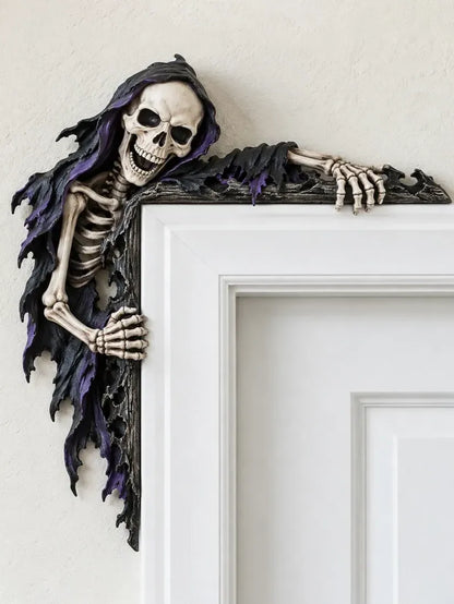💀🚪 Creeping Reaper Corner Accent – Gothic Doorway Peeker for Halloween & Horror Décor