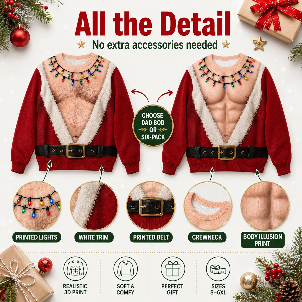 🎅😂 Funny Santa Body Christmas Sweatshirt — Wear the Laughs & Steal the Holiday Show! 🎄🔥