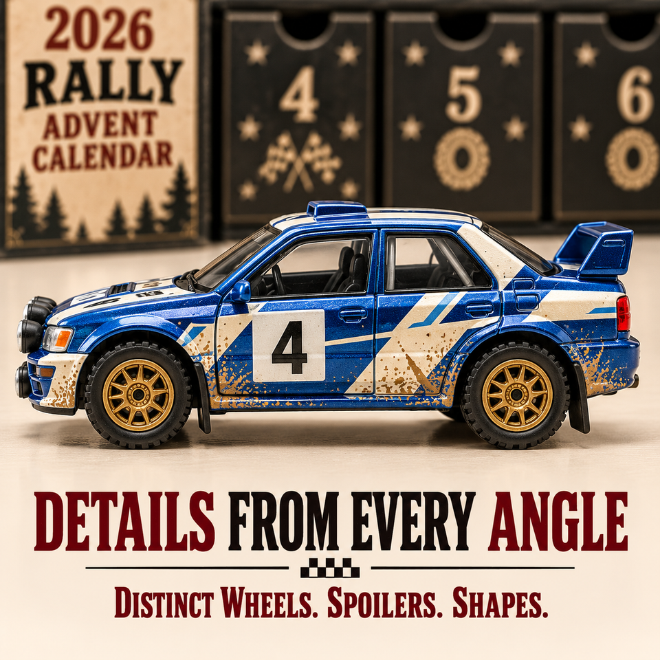 Blue rally car miniature details