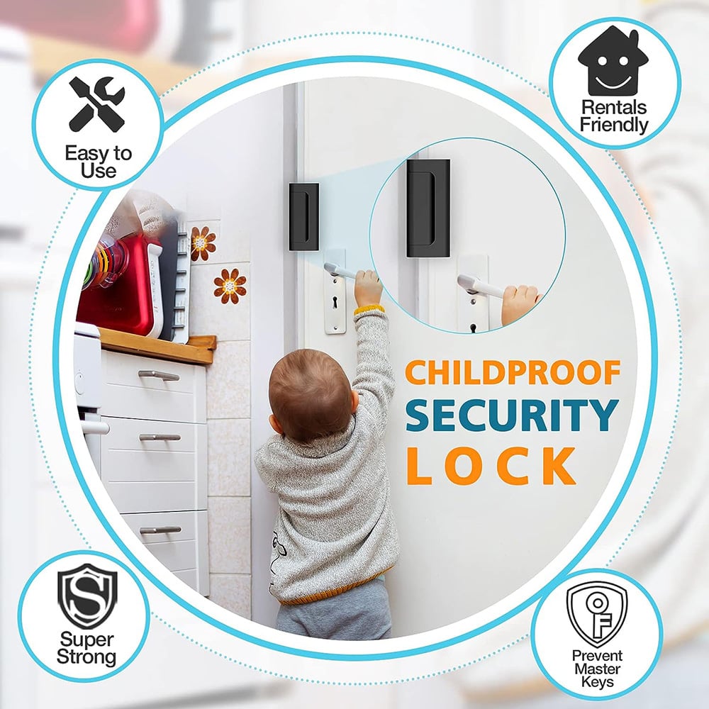 🔒Home Security Door Lock, Childproof Reinforcement Door Lock, Anti‑Intrusion Safety Door Latch for Bedroom Apartment