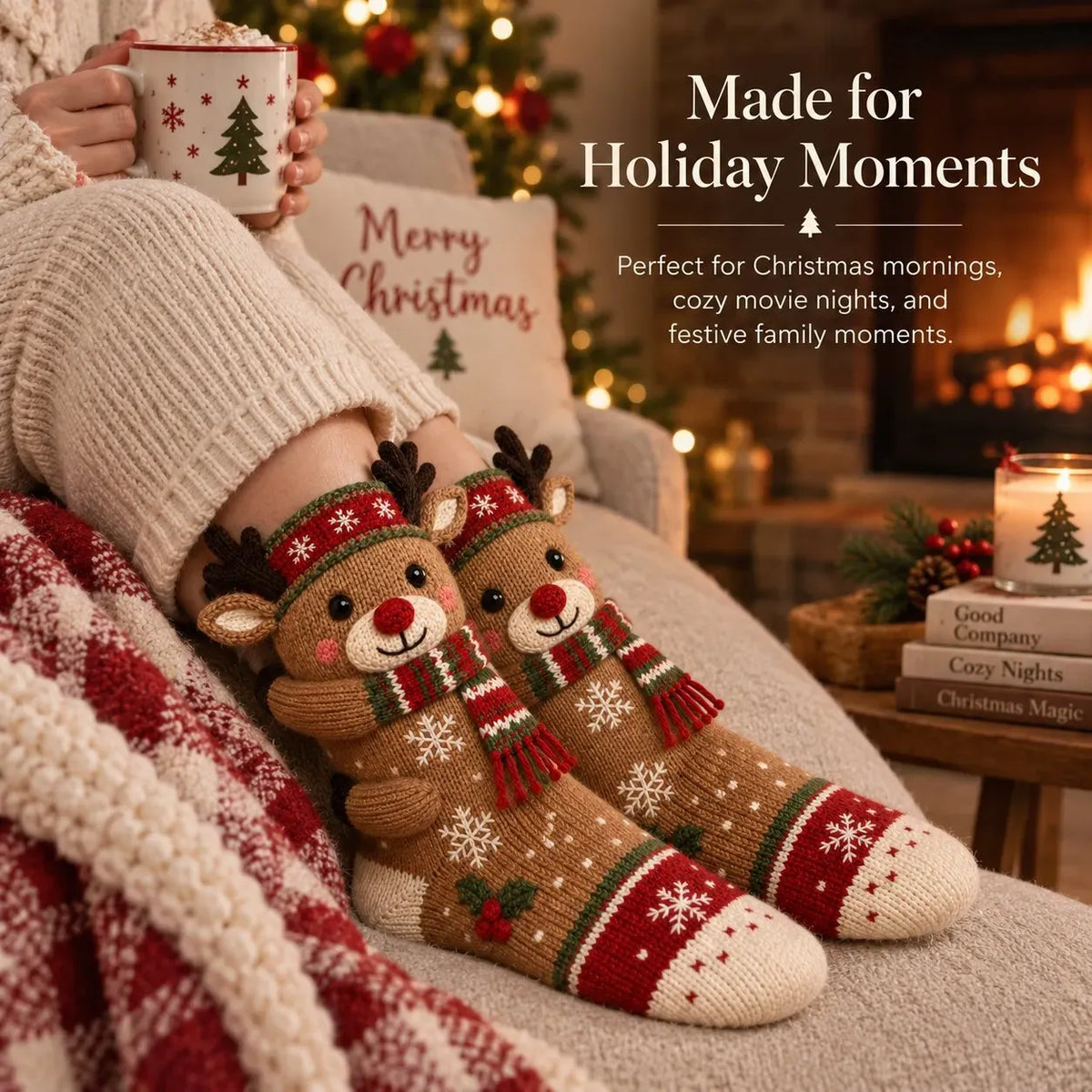 ⏳ Last Day 49% OFF – 🧦 3D Hugging Christmas Socks | 5 Festive Character Styles with Cute Wraparound Arms for Cozy Holiday Wear 🎄
