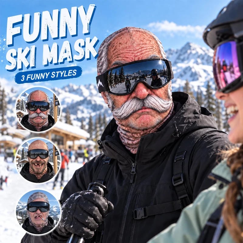 Lustige Skimaske mit realistischem Gesicht – witzige Winter-Party-Ausrüstung für Outdoor-Gruppen