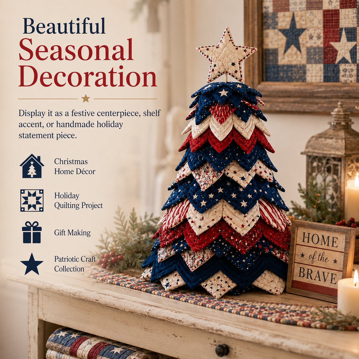 🇺🇸🎄❤️Americana Christmas Tree Quilt Kit | Create a Patriotic Holiday Masterpiece