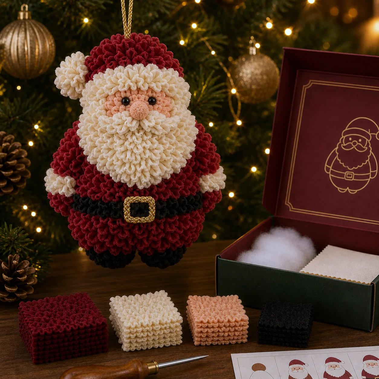 🎄🧵 Cozy Christmas Fabric Poke Ornament Kit – Create Your Own 3D Holiday Keepsake