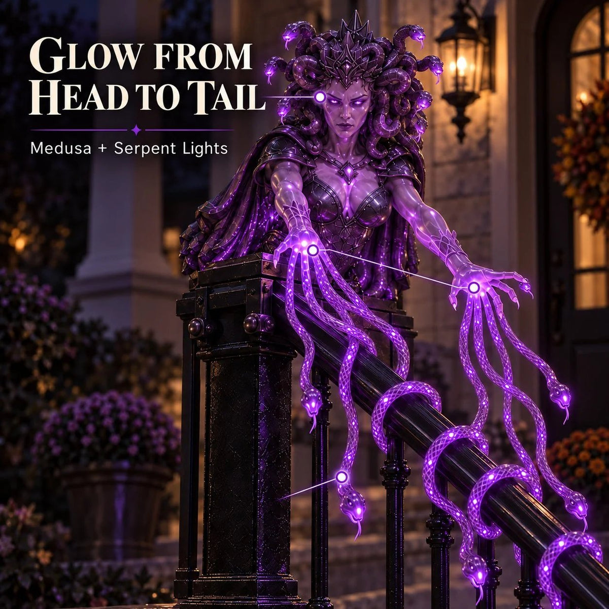 🐍 Medusa Queen Glowing Snake Railing Light