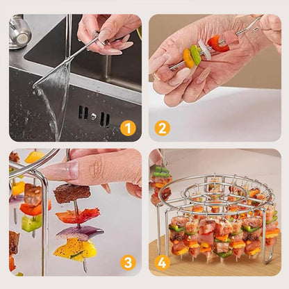 🔥 Air Fryer Skewer Rack – Stainless Steel Vertical Kebab Holder for Air Fryers, Ovens & Homemade BBQ Snacks🍢
