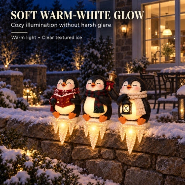 Lighted Penguin Icicle Window Ledge Set image 25