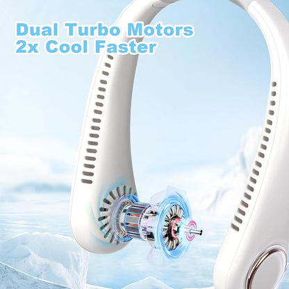 Portable Neck Fan - Hands-Free Bladeless Personal Wearable Fan, 3-Speed USB Rechargeable Cooling Fan for Travel, Office & Outdoor