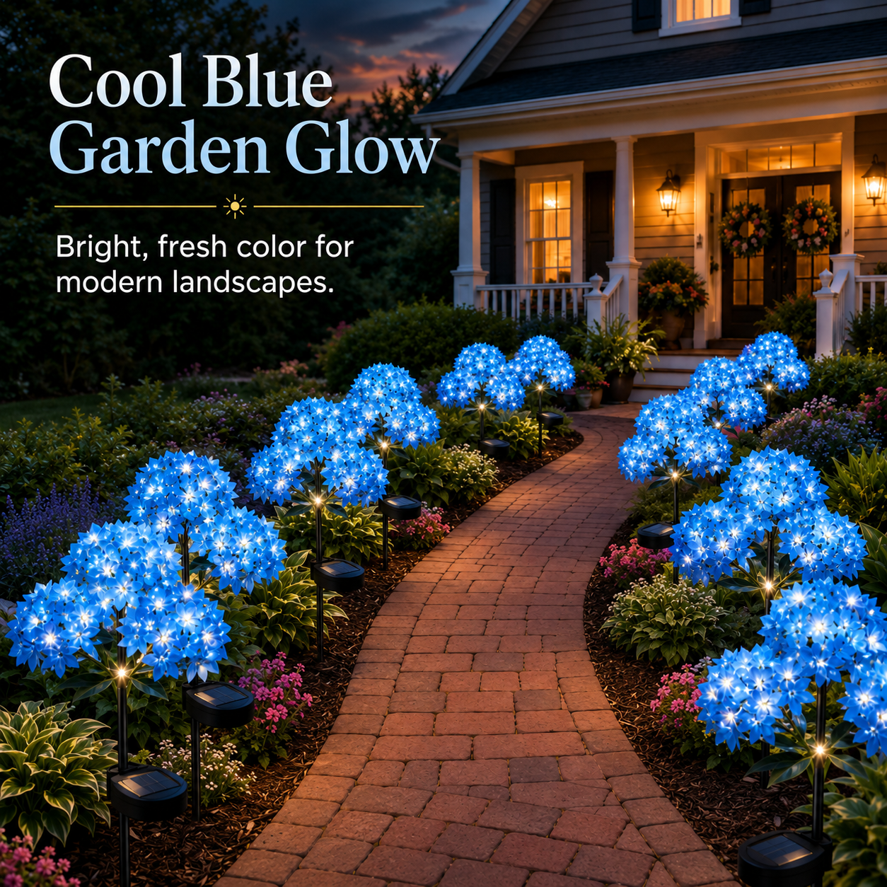 Waterproof Outdoor Solar-Powered Hydrangea Garden Light