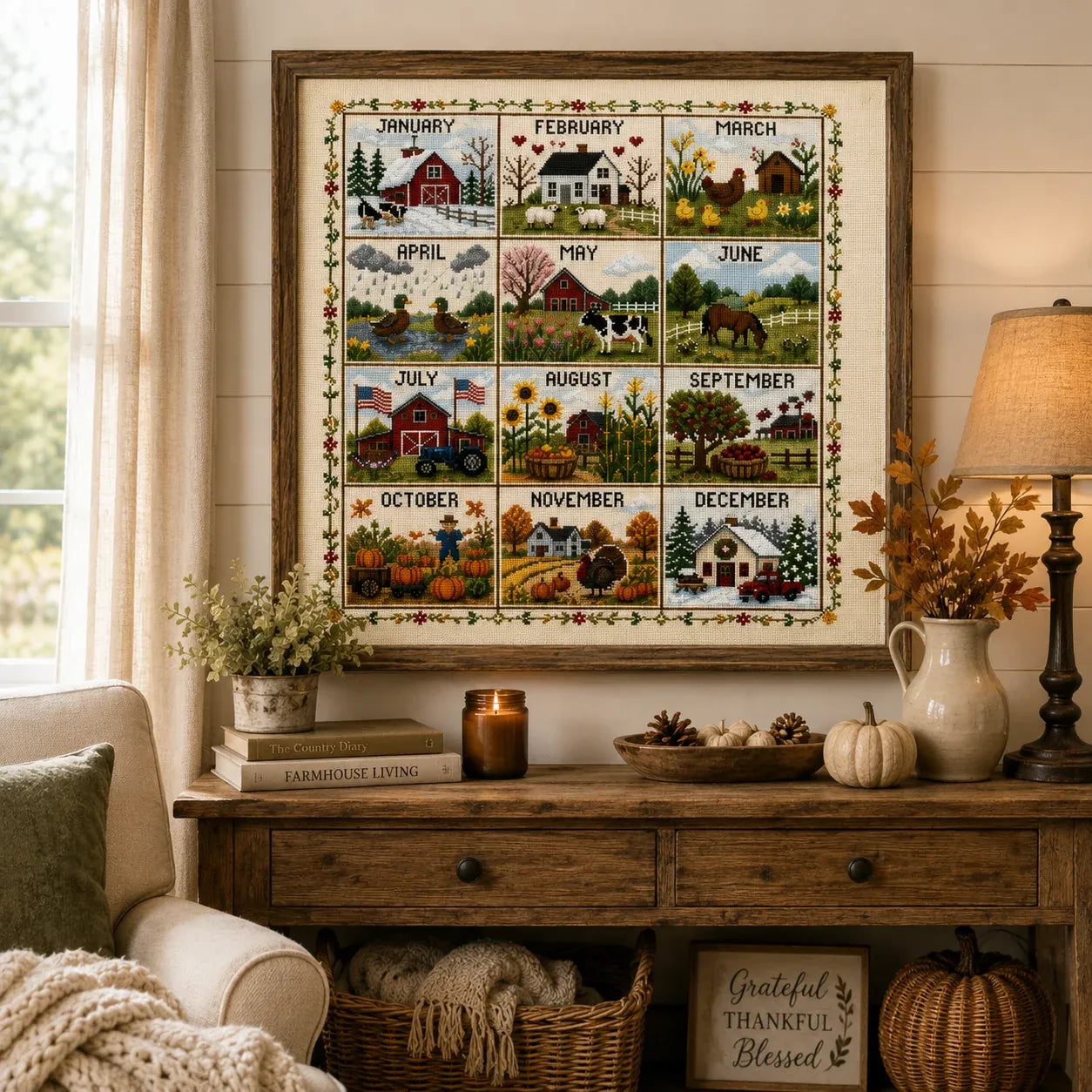 A Year in Stitches – 12-Month Seasonal Cross Stitch Kit