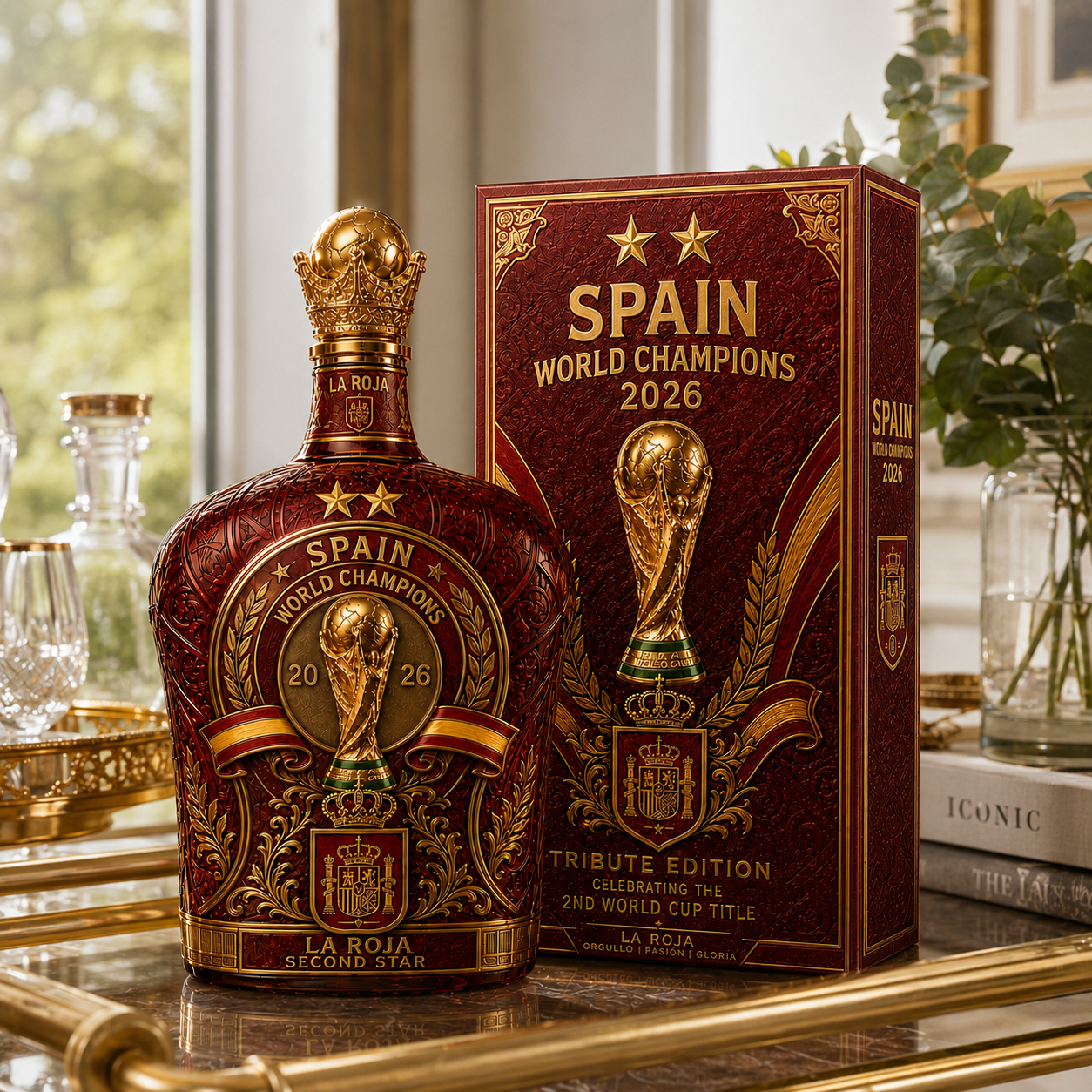Spain Second Star World Champions 2026 Whiskey Bottle