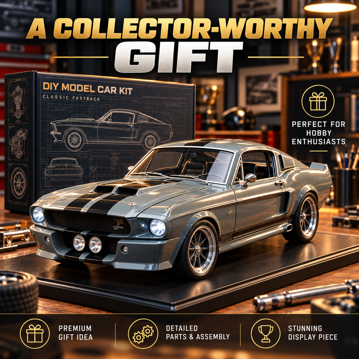 🏎️ 1967-Inspired GT500 Fastback DIY Model Car Kit – Build & Display!!!