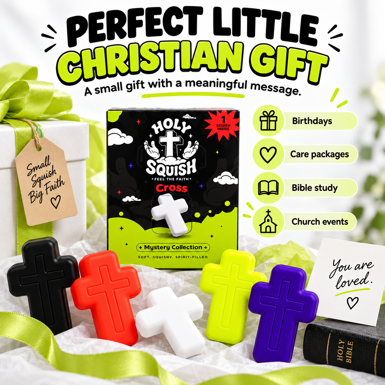 Mystery Faith Cross Squishy – Soft Pocket-Sized Christian Gift