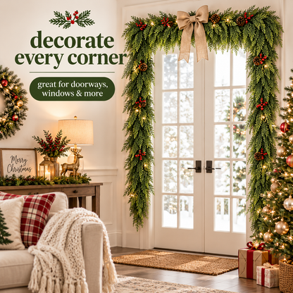Lush Faux Cedar Christmas Garland – Realistic Evergreen Holiday Decor