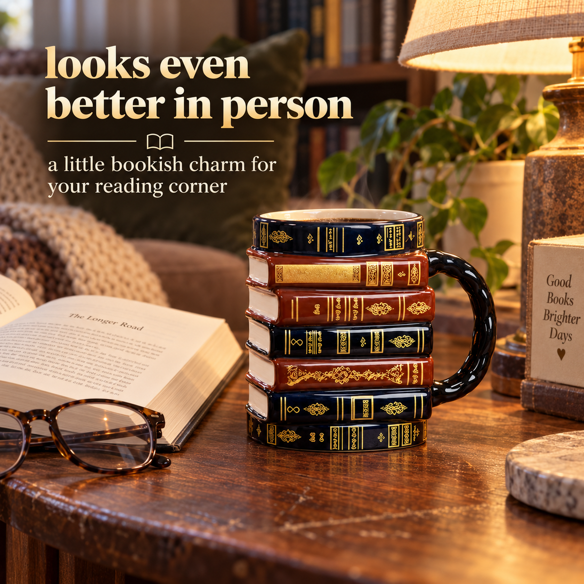 Vintage Book Stack Mug – Cozy Ceramic Gift for Book Lovers