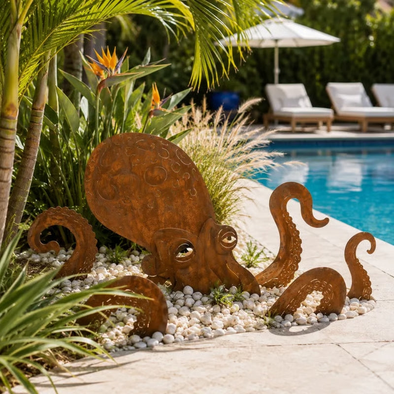 Rustic Kraken Octopus Garden Sculpture