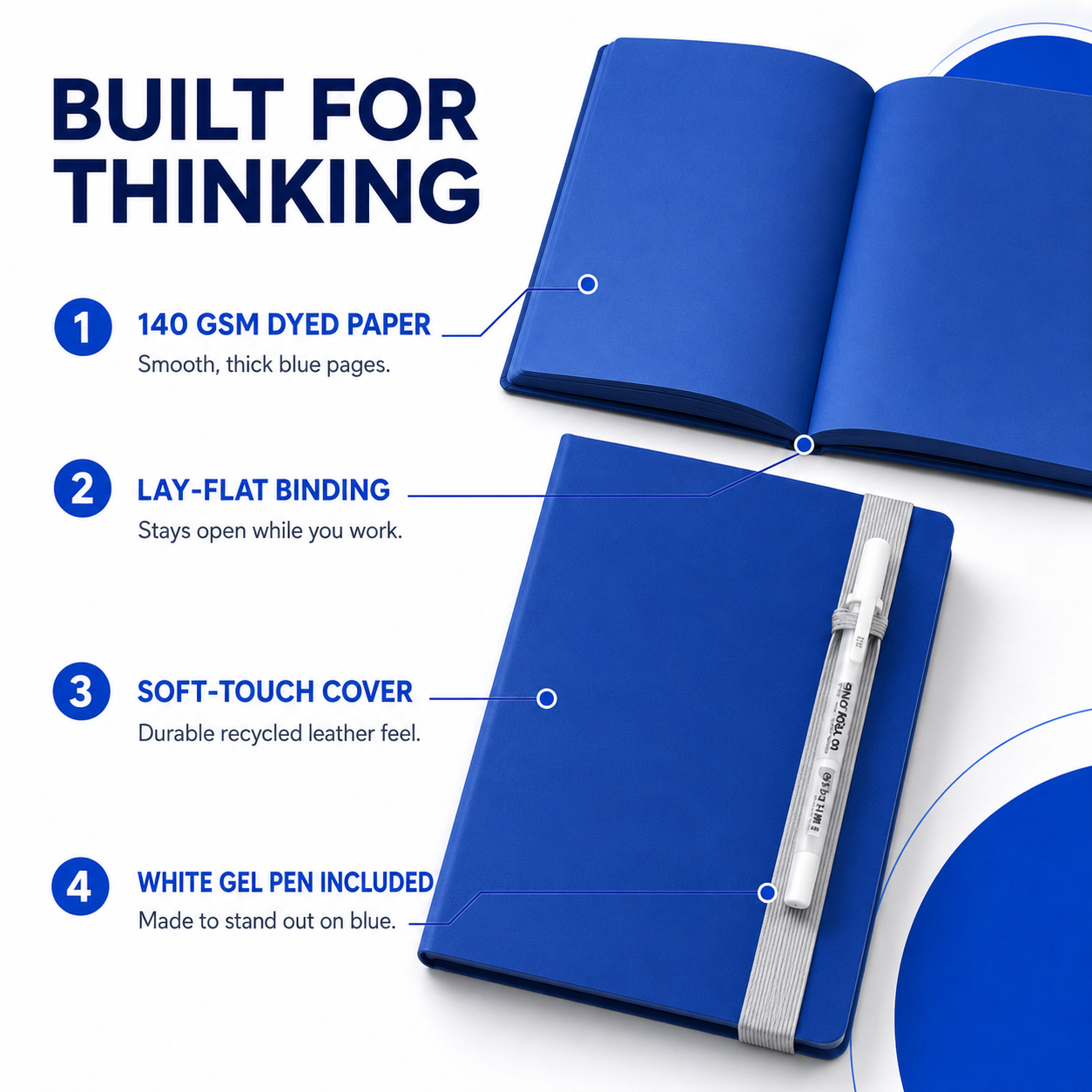 Detailed construction of blue-page notebook