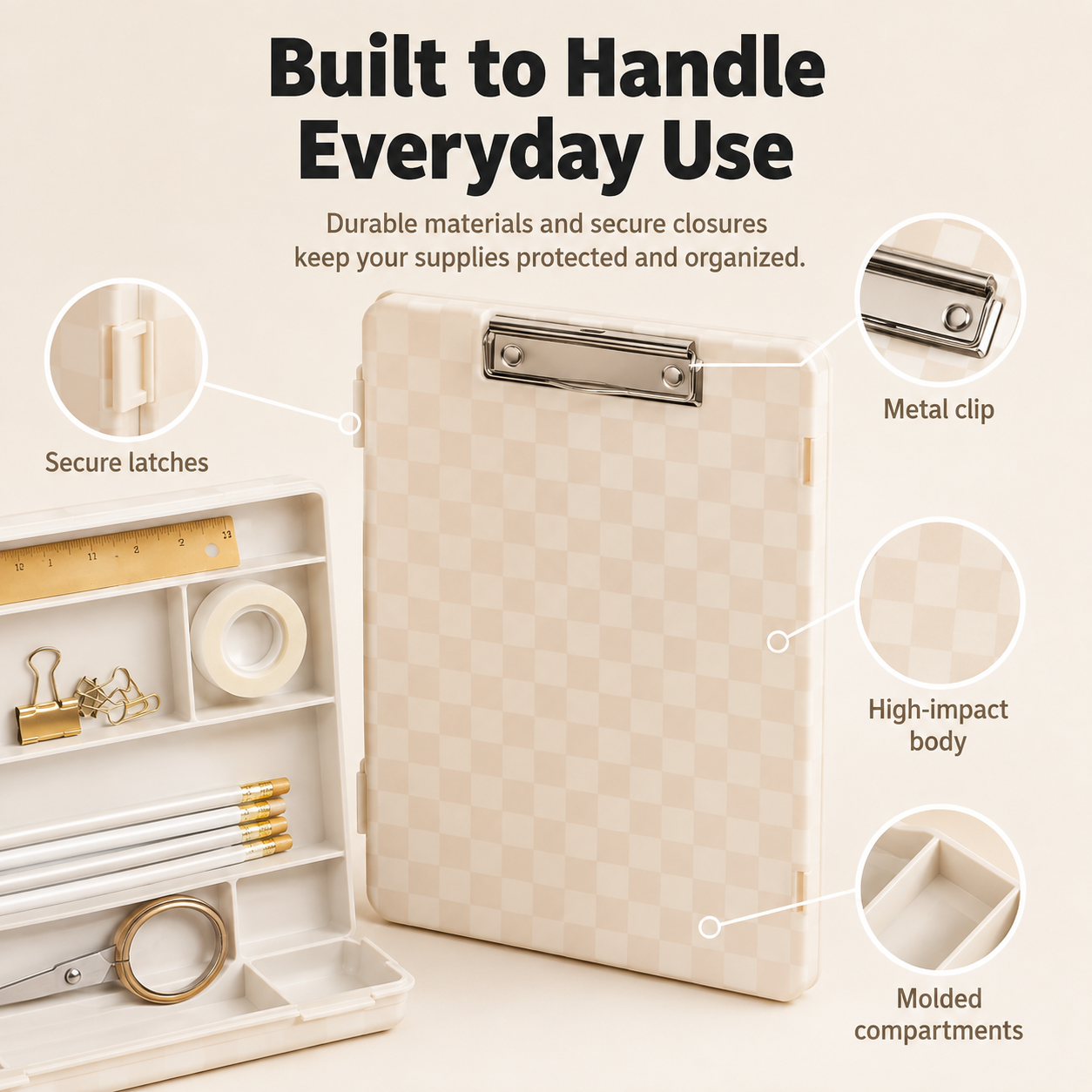 📋 All-in-One Storage Clipboard Organizer – Built-In Compartments for Paper & Office Supplies