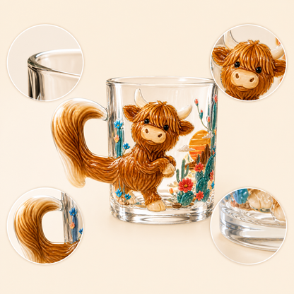 3D Animal Glass Mug with Sculpted Tail Handle