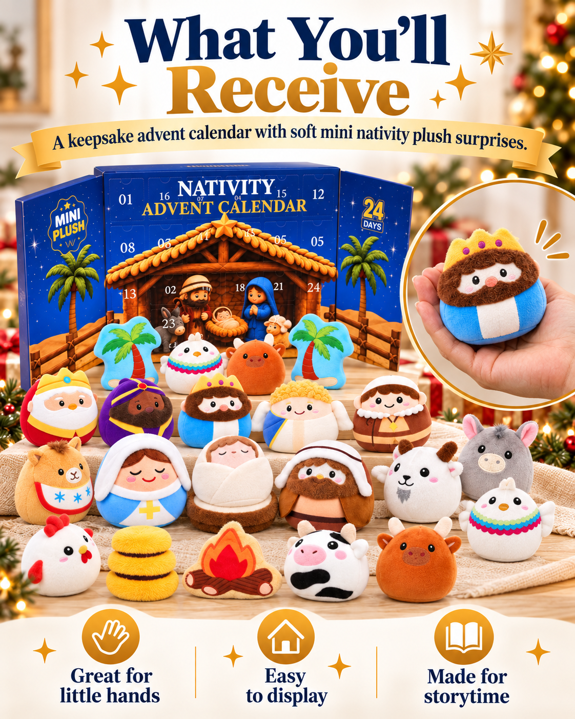 Soft embroidered Nativity mini plush detail