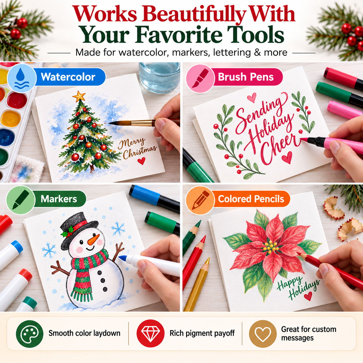 Create-Your-Own Watercolor Cards – 25 Premium Blank Cards & Envelopes