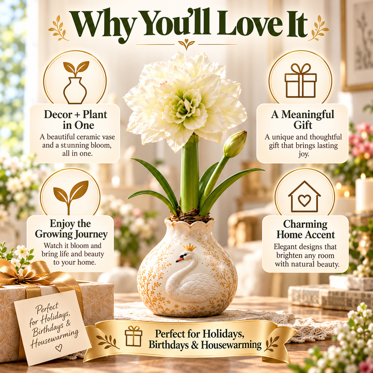 Grow Your Own Amaryllis – Blooming Gift Pot with Decorative Animal Vase