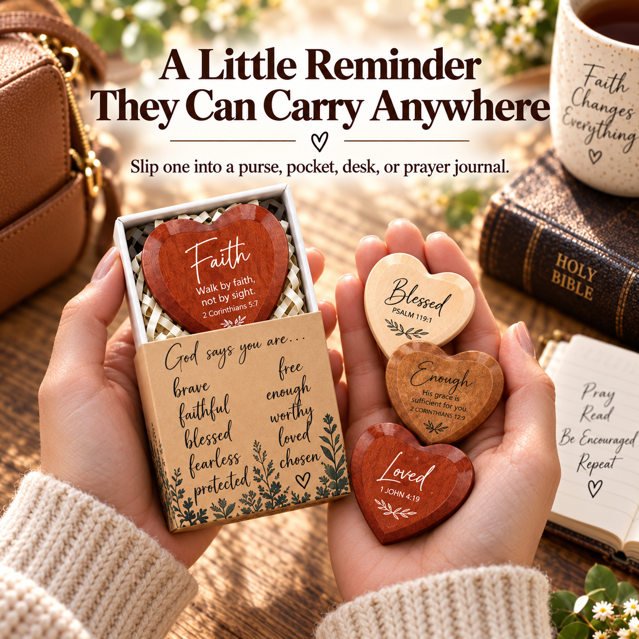Christian Pocket Heart Gift Set – 12 Meaningful Gifts of Faith & Encouragement