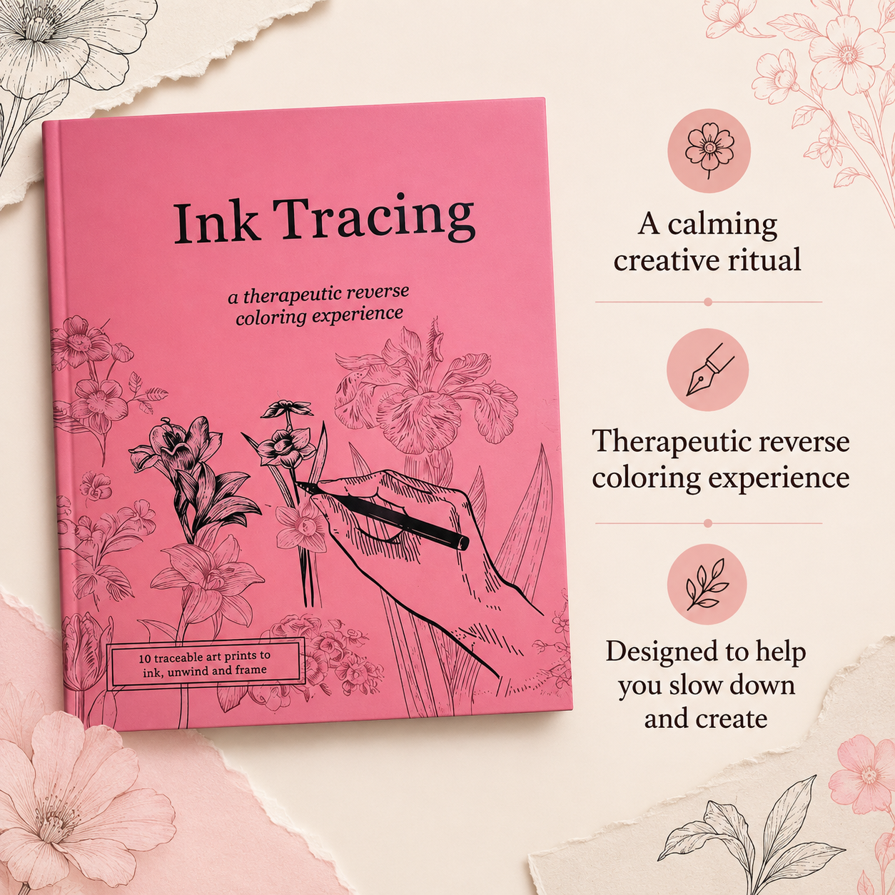 Beginner-Friendly 💕 Ink Tracing – A Relaxing Reverse Coloring Experience