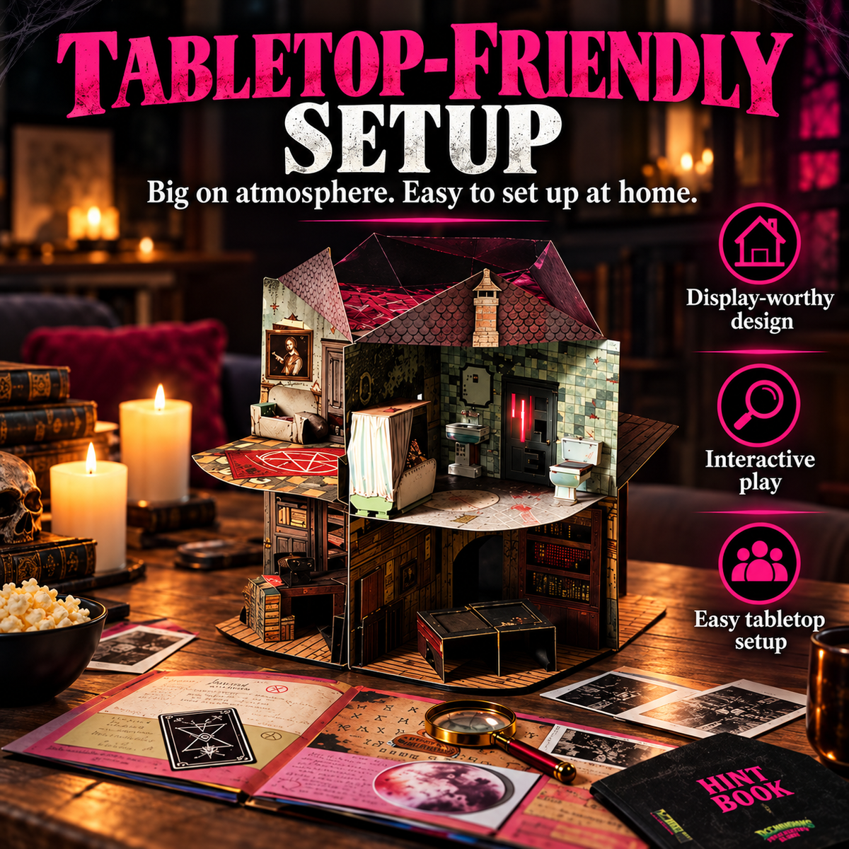 Tabletop mystery manor home setup