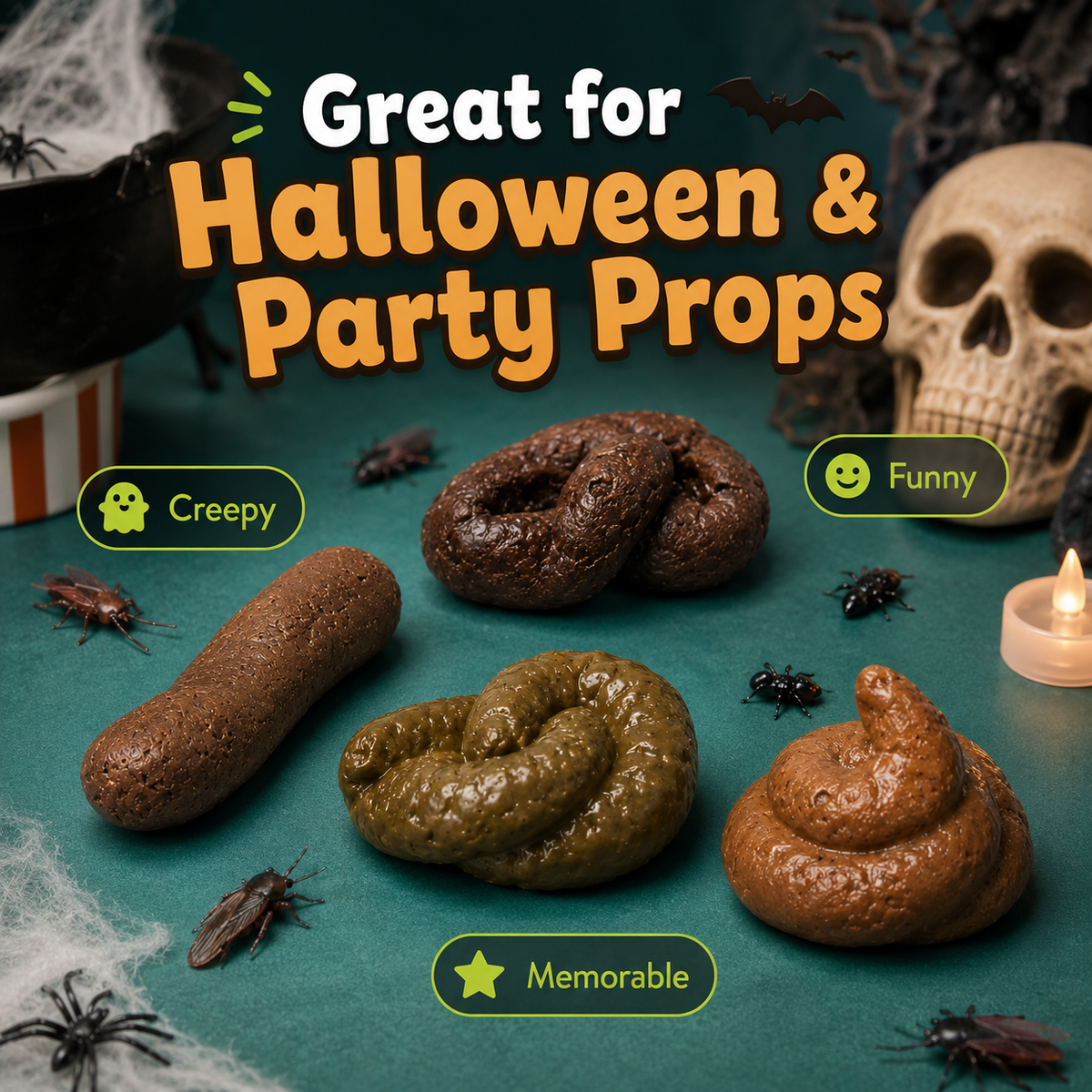 🔥7PCS Realistic Fake Poop Prank Set – Hilarious Gag Gift for Parties & Office
