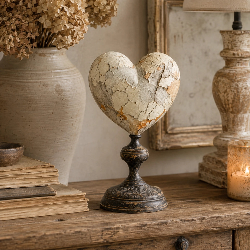 Distressed vintage heart pedestal design