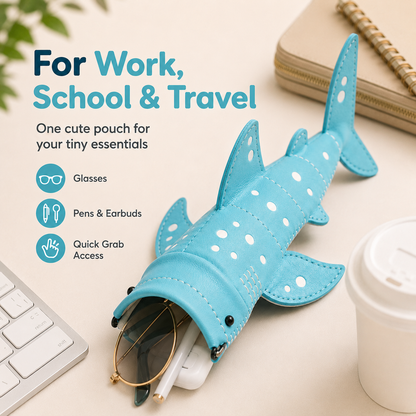 Cute Shark Wide-Mouth Glasses Case