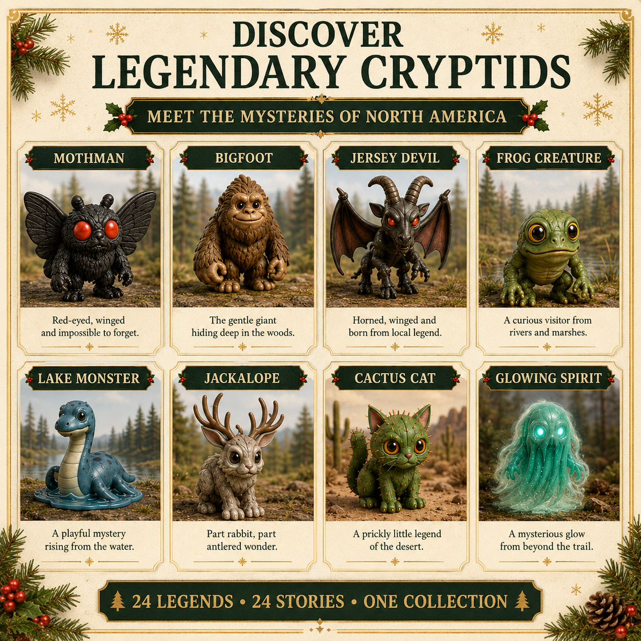 👁️North American Cryptids Blind Box – Complete 24-Piece Collection • 24 Legends • 24 Mysteries