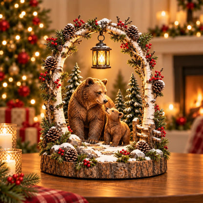 🔥LAST DAY 50% OFF - 🐻Woodland Bear Family Lantern – Lighted Christmas Forest Tabletop Decor 🎄