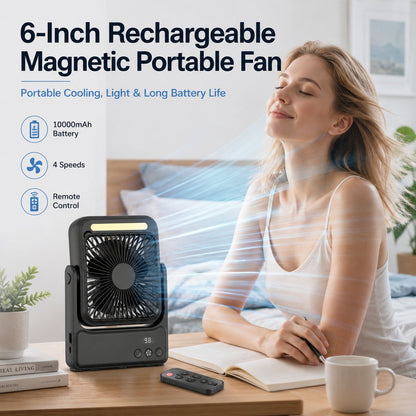 ⚡50% OFF TODAY🧲Rechargeable Magnetic Portable Fan With Light 🧊& Remote Control