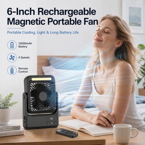 ⚡50% OFF TODAY🧲Rechargeable Magnetic Portable Fan With Light 🧊& Remote Control