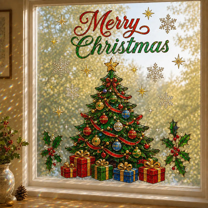 ⏳ Last Day 50% OFF – 🎄Large Christmas Window Sticker | 28×28in Festive Window Art With Snowman, Angel & Holiday Scenes For Home Decor, Christmas Parties & Seasonal Displays ✨