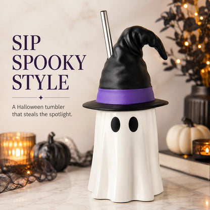 👻🧙 Spooky Witch-Hat Ghost Tumbler