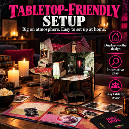 Dark Mansion Pop-Up Detective Puzzle Box, Immersive Mystery Adventure for Weekend Game Parties