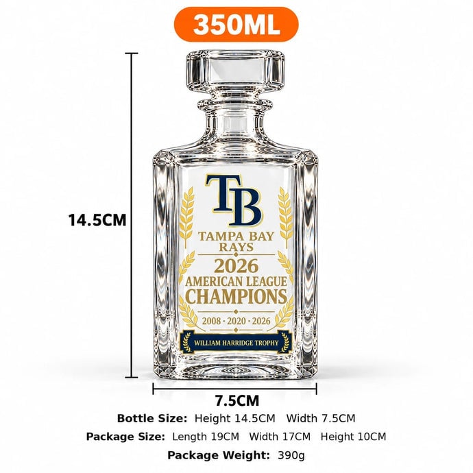 Tampa Bay Rays 2026 American League Champions Collectible Decanter – 2008 · 2020 · 2026