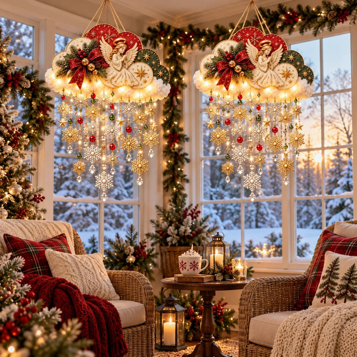 🔥✨ Angelic Christmas Snowfall Cloud – Lighted Hanging Holiday Decor☁️✨
