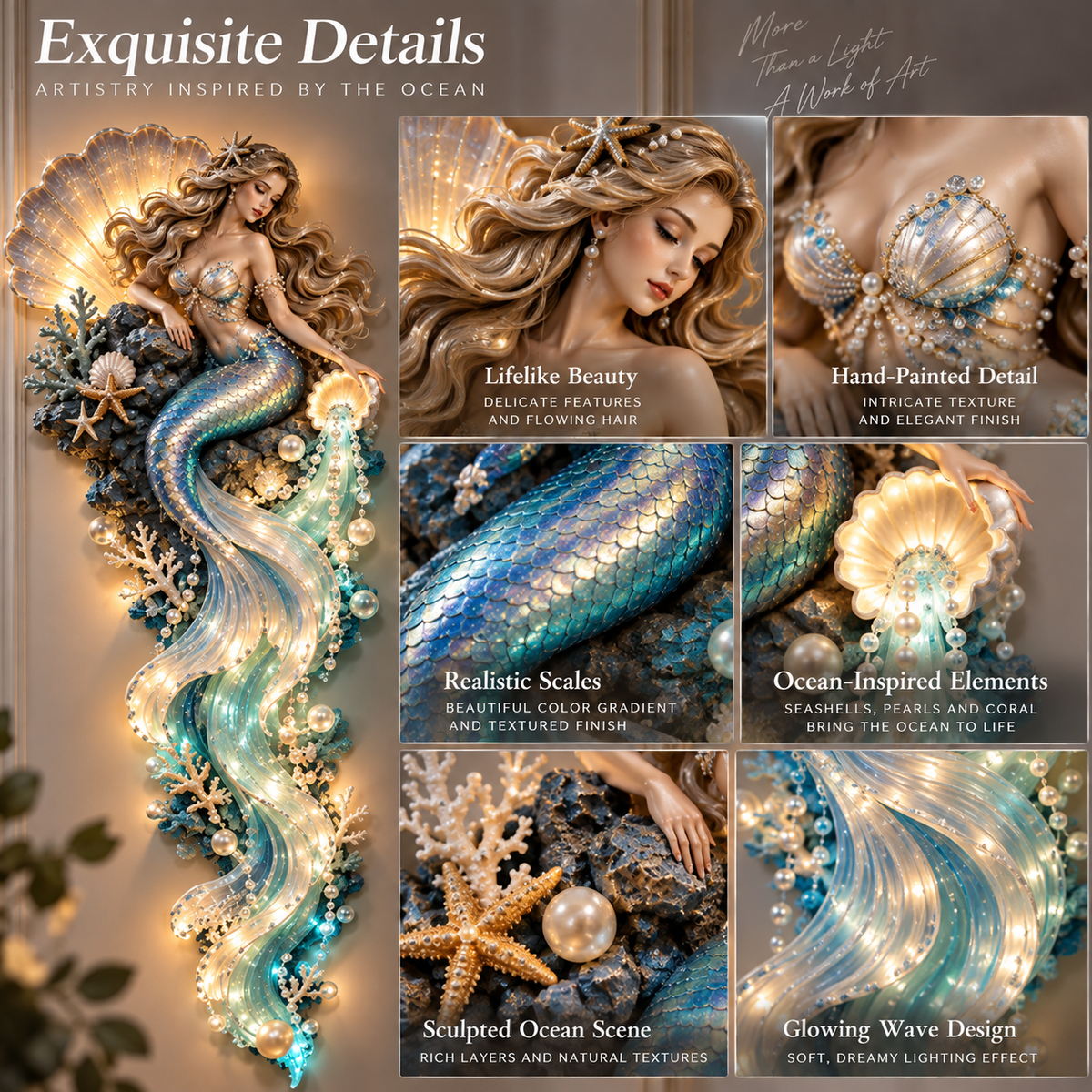 Jellyfish wall decor details