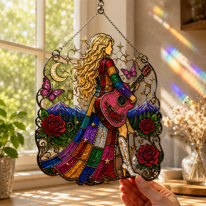 🎶✨Let the Music Shine – Country Music Inspired Stained Glass Suncatcher