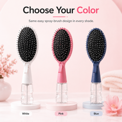 💦🪮 2-in-1 Mist & Style Detangling Brush – Refillable Curl Refresh Hair Tool